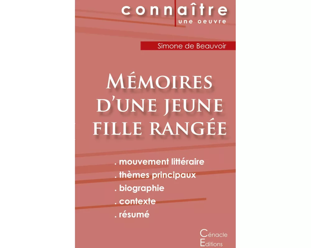 Fiche de lecture Mémoires d'une jeune fille rangée de Simone de Beauvoir (Analyse littéraire de référence et résumé complet)