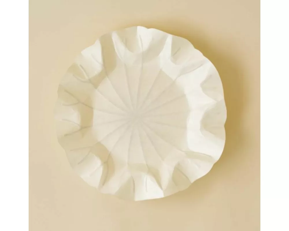 Flexible Hanji-Papierschale Lotusblatt (M) Weiß – Ablage / Servierschale aus koreanischem Hanji-Papier