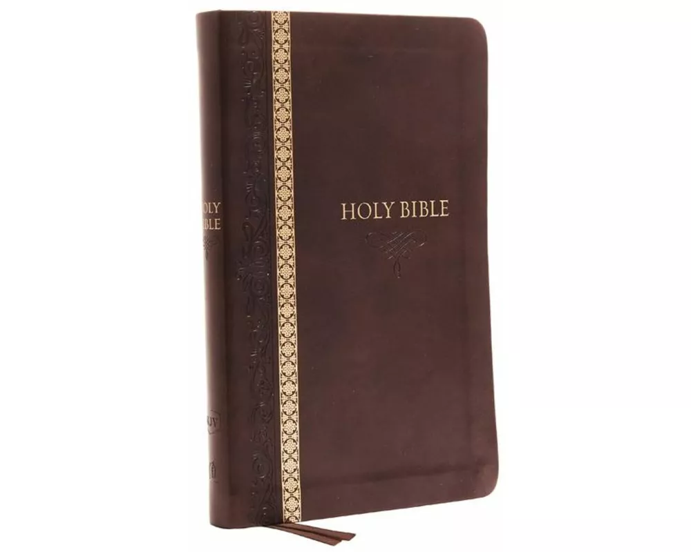 KJV, Thinline Bible, Standard Print, Imitation Leather, Brown, Indexed, Red Letter Edition, Comfort Print