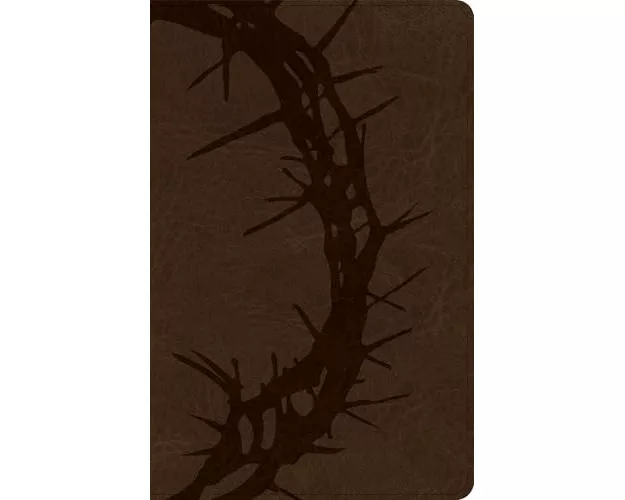 CSB Large Print Personal Size Reference Bible, Optimal Type, Digital Study Edition, Brown Crown of Thorns Leathertouch