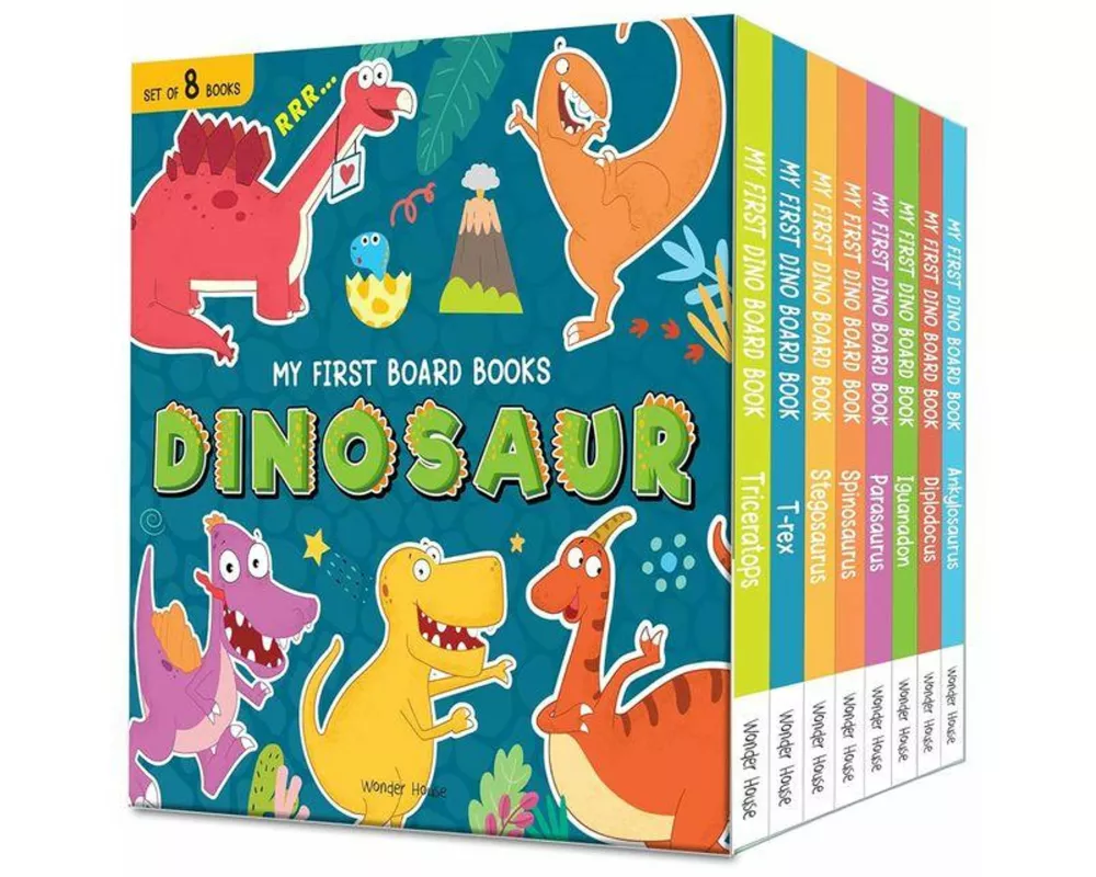 My First Board Books Dinosaur Box Set (8 Books Boxed Set) - Page Count: 96 / Illustrated Dino Board Books / Improves Vocabulary / Clear and Bold Text