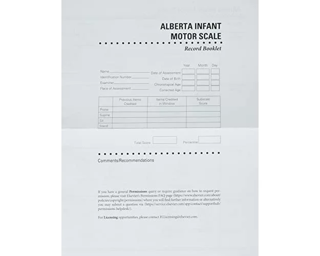 Alberta Infant Motor Scale Score Sheets (Aims)
