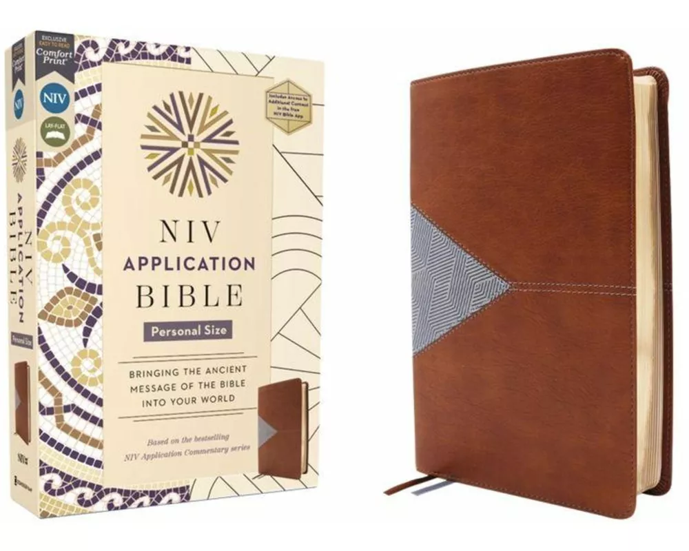 NIV Application Bible, Personal Size, Leathersoft, Brown/Blue, Red Letter, Comfort Print
