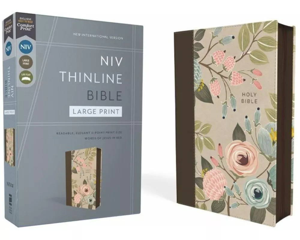 NIV, Thinline Bible, Large Print, Leathersoft, Floral, Zippered, Red Letter, Comfort Print