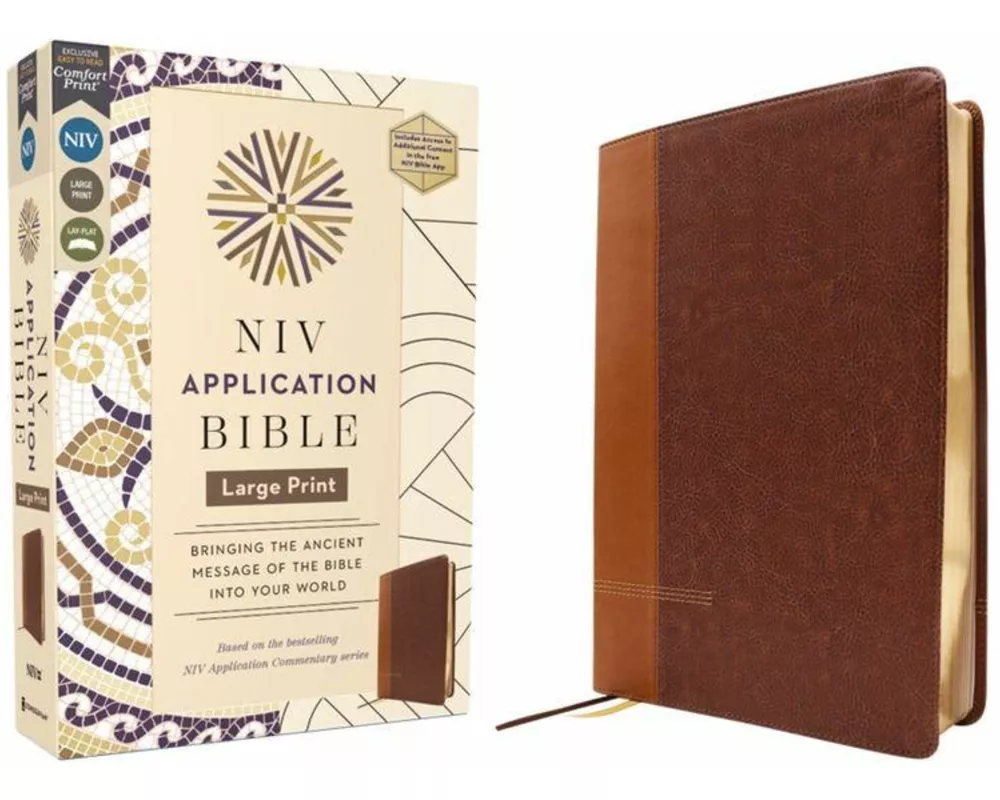 NIV Application Bible, Large Print, Leathersoft, Brown, Red Letter, Comfort Print