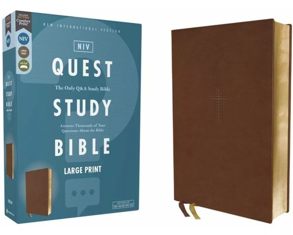 NIV, Quest Study Bible, Large Print, Leathersoft, Brown, Comfort Print
