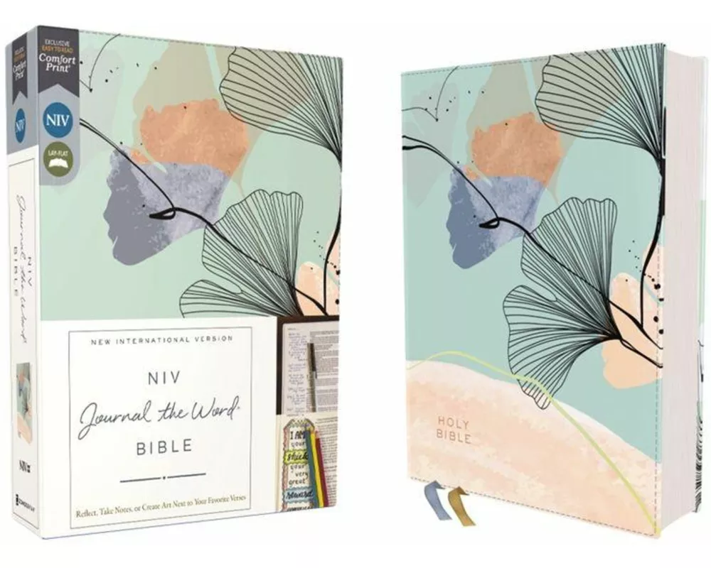 NIV, Journal the Word Bible (Perfect for Note-Taking), Leathersoft, Teal/Floral, Red Letter, Comfort Print