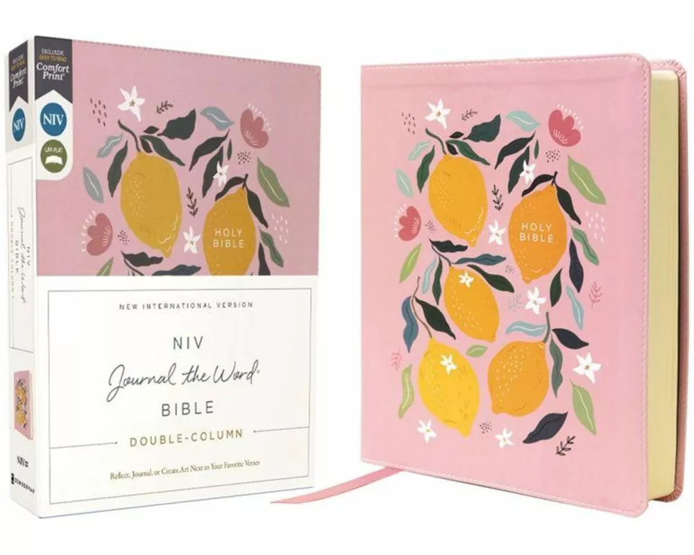 NIV, Journal the Word Bible (Perfect for Note-Taking), Double-Column, Leathersoft, Pink, Red Letter, Comfort Print