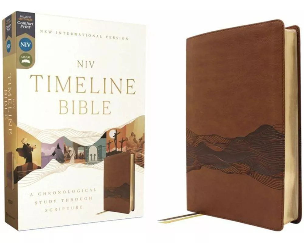 NIV, Timeline Bible, Leathersoft, Brown, Red Letter, Comfort Print