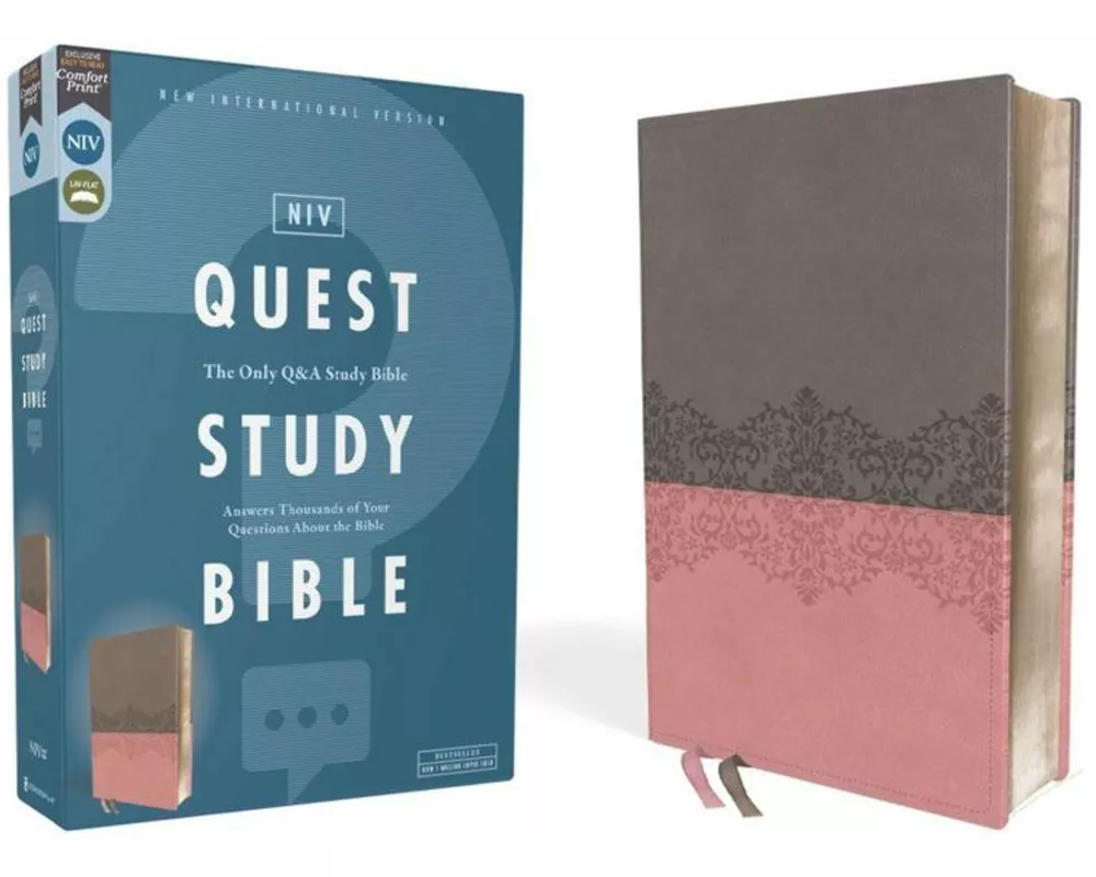 NIV, Quest Study Bible, Leathersoft, Gray/Pink, Comfort Print