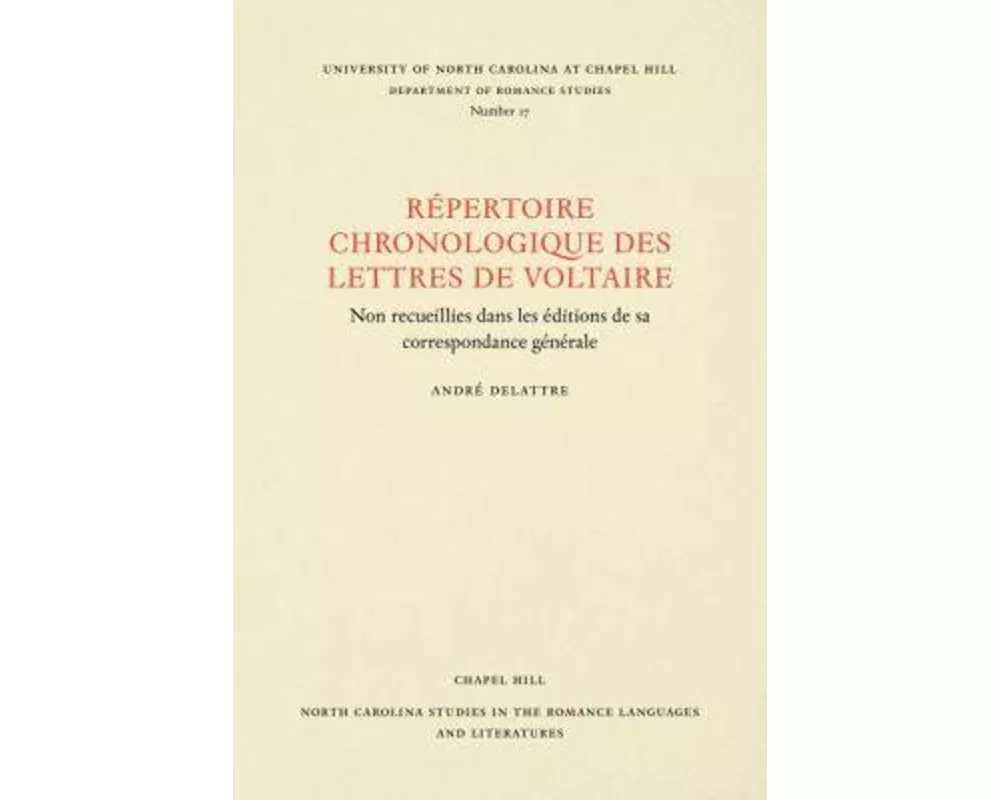 Un Répertoire Chronologique de Lettres de Voltaire