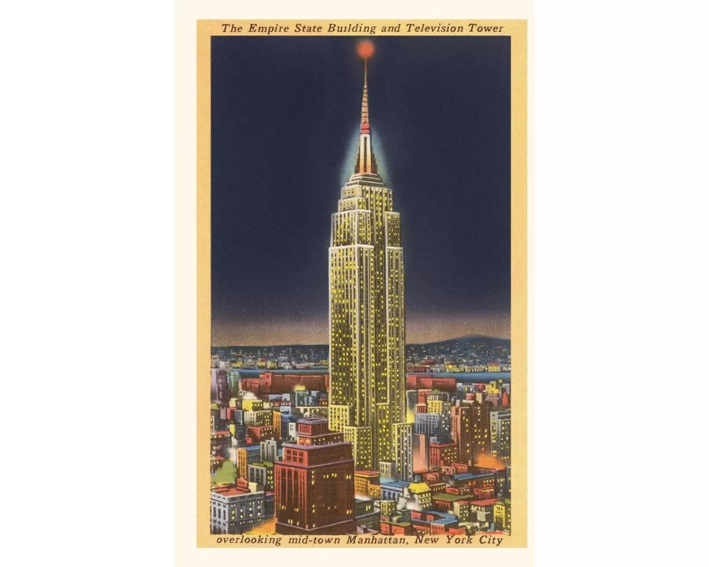 Vintage Journal Empire State Building at Night, New York City