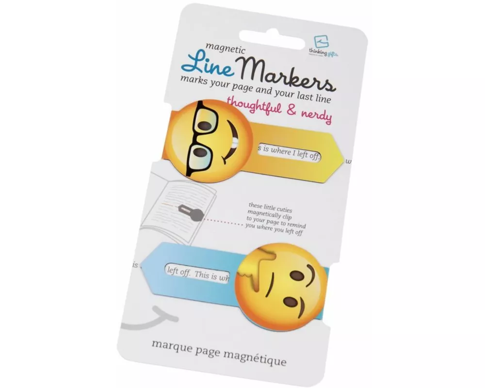 Line Markers (Emoji/Thoughtful&Nerdy) - Magnetische Lesezeichen - 2er Set