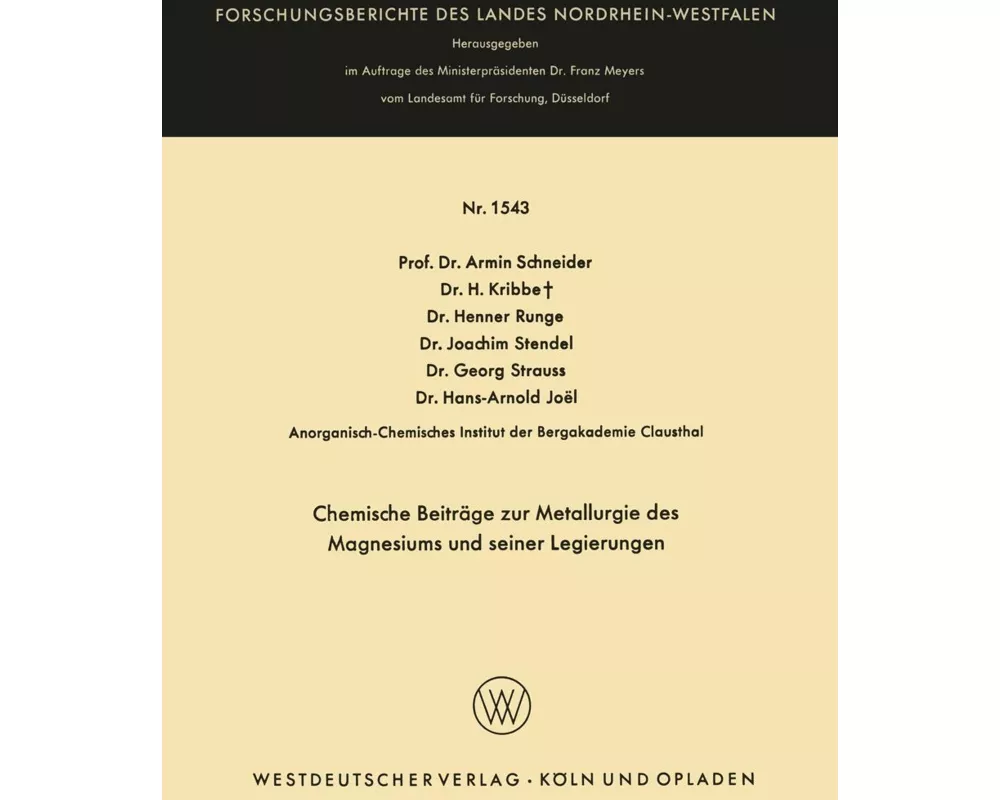 Chemische Beiträge zur Metallurgie des Magnesiums und seiner Legierungen