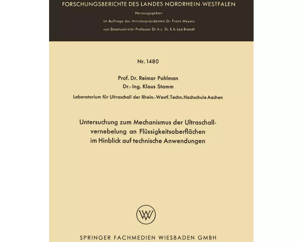 Untersuchung zum Mechanismus der Ultraschallvernebelung an Flüssigkeitsoberflächen im Hinblick auf technische Anwendungen
