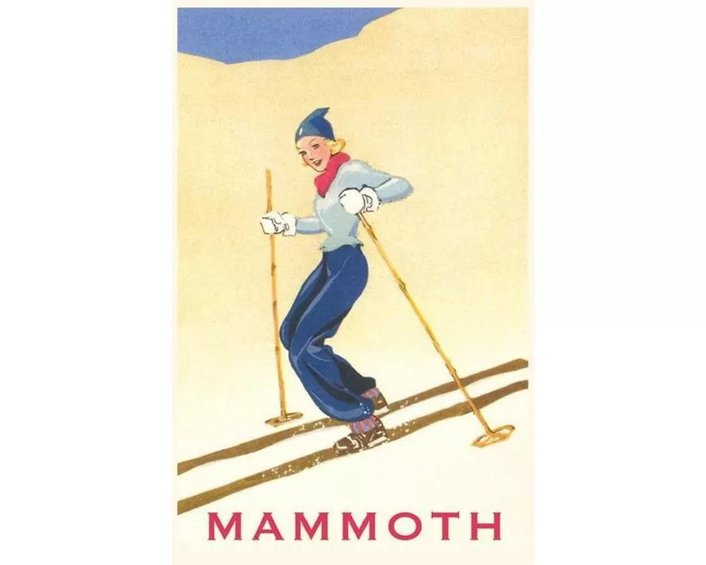 The Vintage Journal Woman Skiing Down Hill, Mammoth