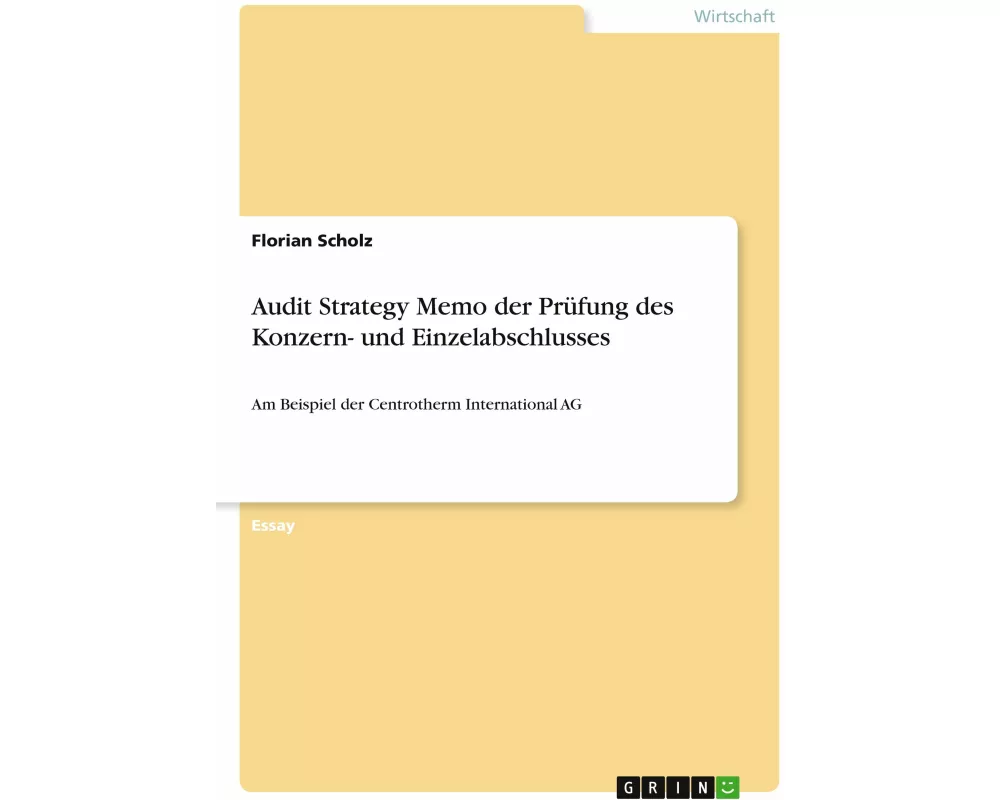 Audit Strategy Memo der Prüfung des Konzern- und Einzelabschlusses