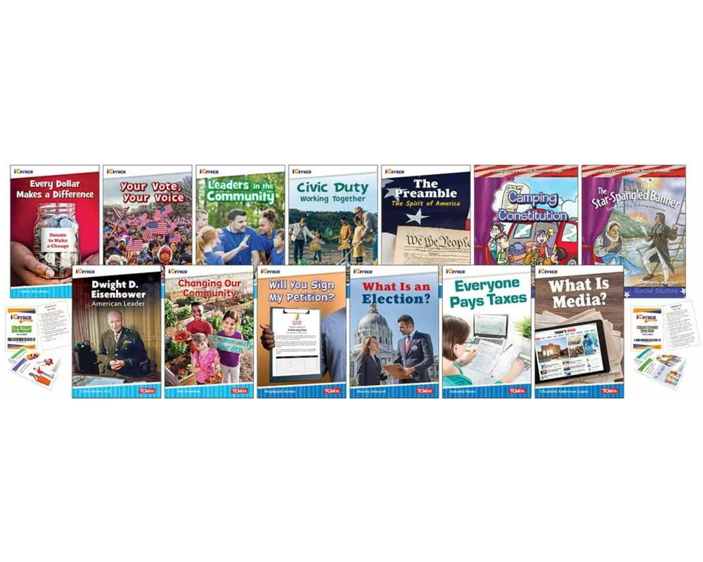 Understanding American Voting, Elections, and Roles and Responsibilities 13-Book Set Plus 2-Card Decks for Grades 2-3