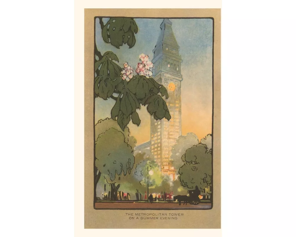 Vintage Journal Art Deco Rendering of Metropolitan Tower, New York City