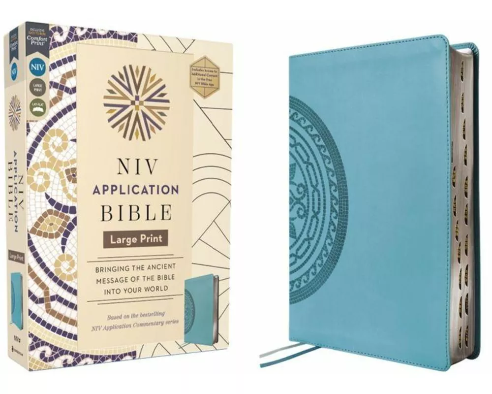 NIV Application Bible, Large Print, Leathersoft, Teal, Red Letter, Thumb Indexed, Comfort Print