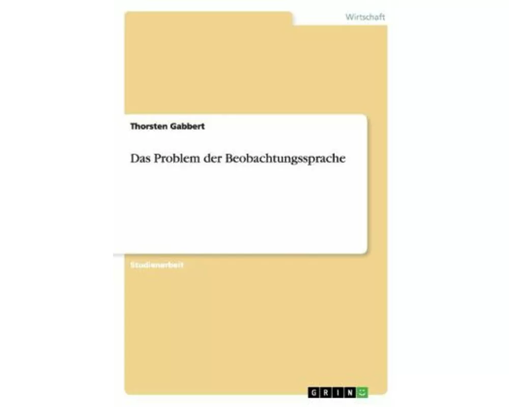 Das Problem der Beobachtungssprache
