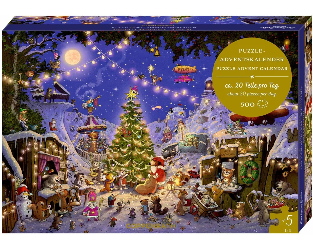 Puzzle-Adventskalender – Weihnachtsmarkt der Tiere