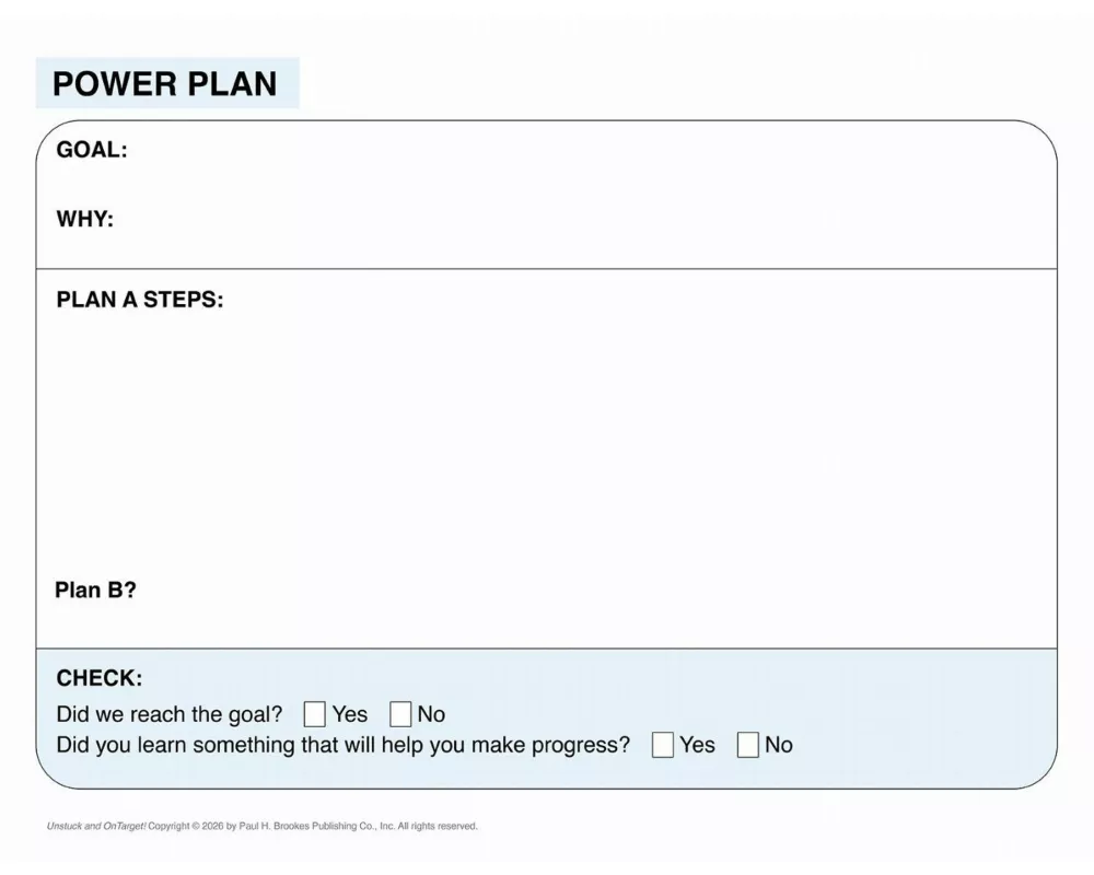 Unstuck and on Target! Ages 14-22: Power Plan Poster
