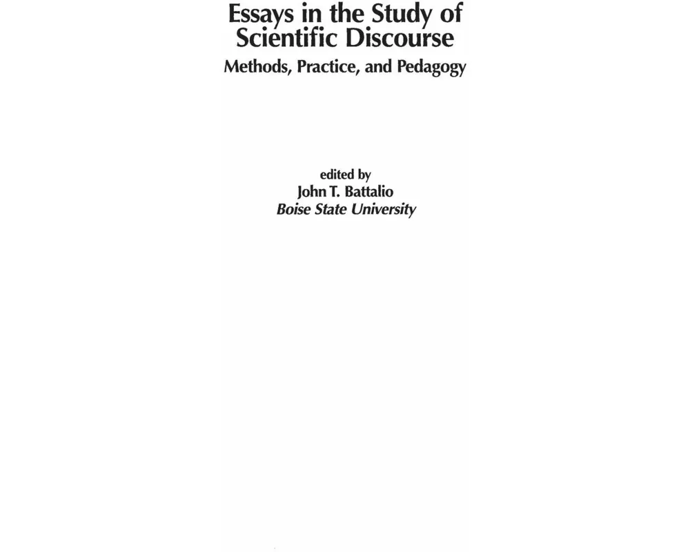 Essays in the Study of Scientific Discourse