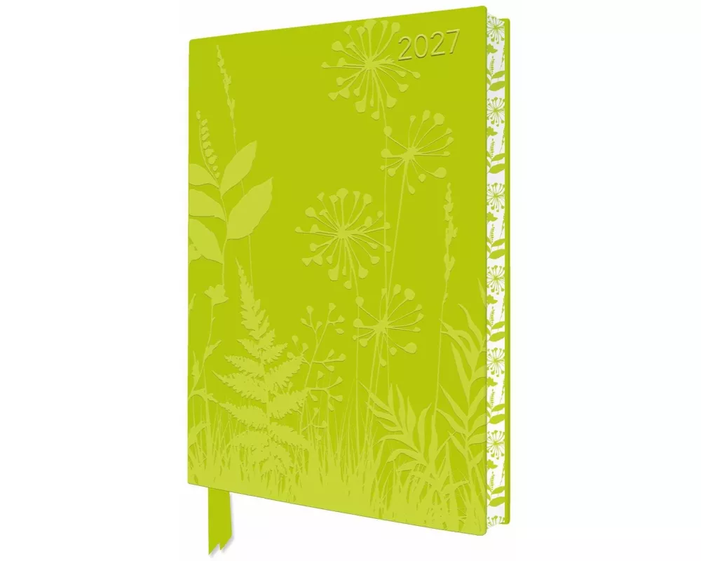 Flower Meadow 2027 Artisan Art Vegan Leather Diary Planner - Page to View with Notes