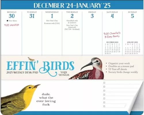Effin' Birds 2025 Weekly Desk Pad Calendar