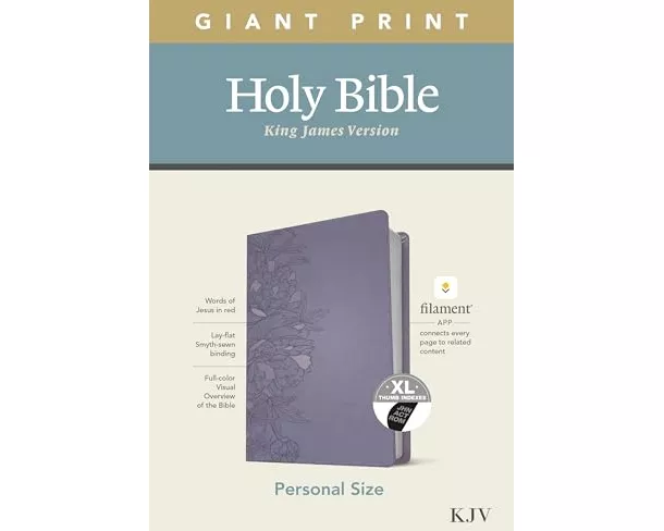 KJV Personal Size Giant Print Bible, Filament Enabled Edition (Leatherlike, Peony Lavender, Indexed)