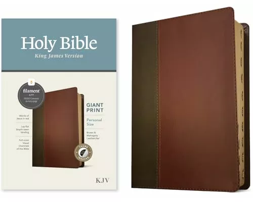 KJV Personal Size Giant Print Bible, Filament Enabled Edition (Leatherlike, Brown/Mahogany, Indexed)