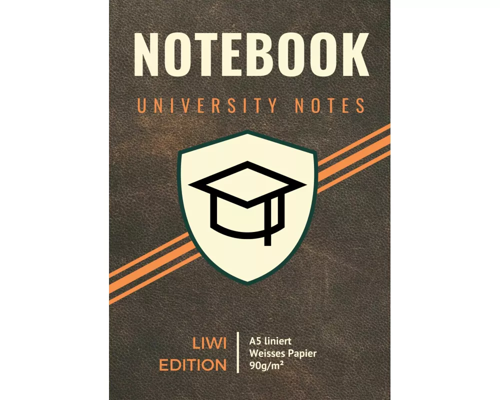 Notizbuch für die Uni - A5 liniert - 100 Seiten 90g/m² - Softcover ohne Leder - FSC Papier