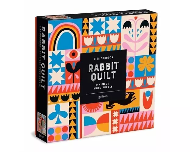 Lisa Congdon Rabbit Quilt 144 Piece Wood Puzzle