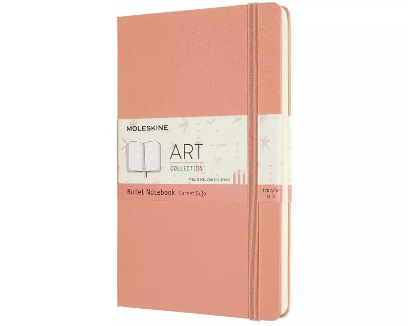 Moleskine Bullet Notizbuch Large/A5, 120G-Papier, Punktraster, Hard Cover, Korallenpink