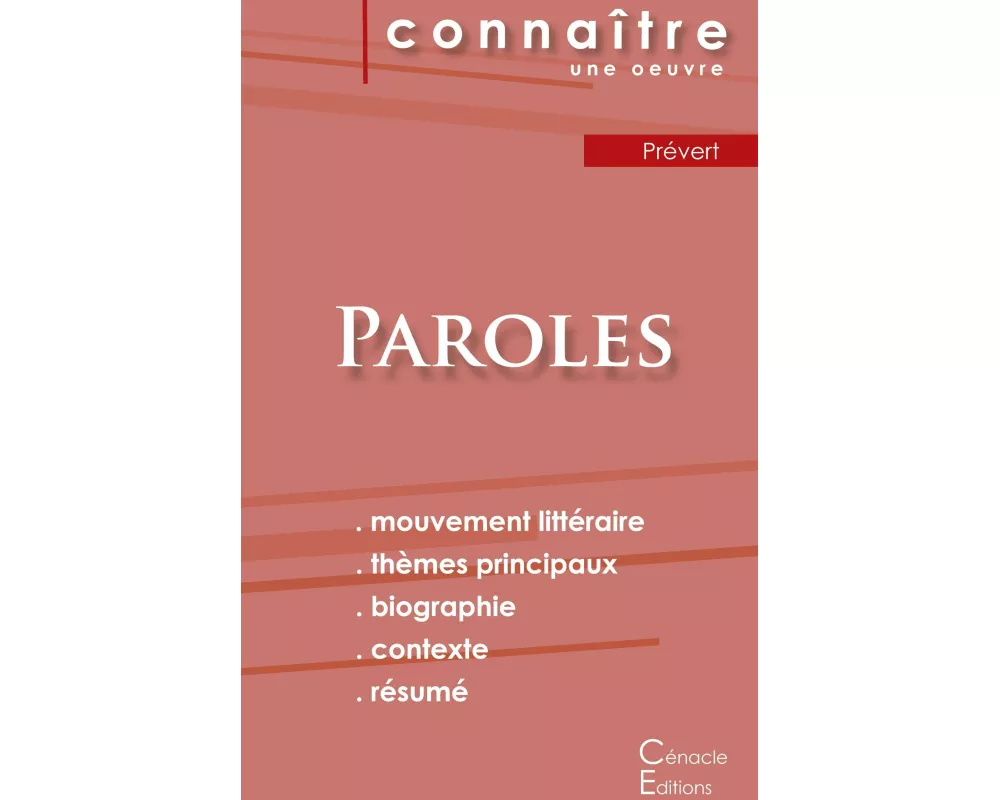 Fiche de lecture Paroles de Prévert (Analyse littéraire de référence et résumé complet)