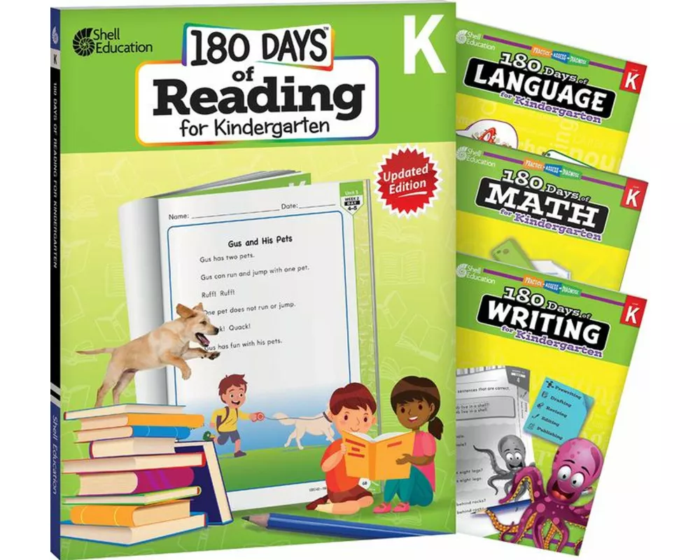 180 Days(TM): Reading, Math, Writing, & Language for Grade K: 4-Book Set