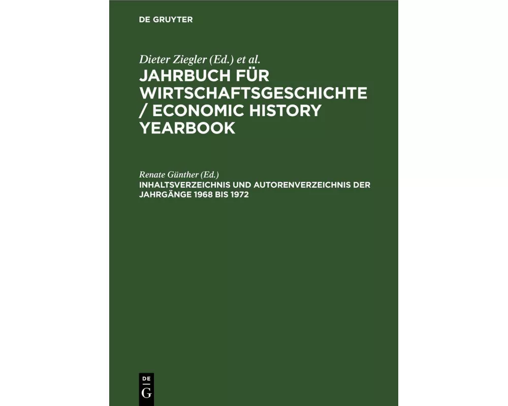 Inhaltsverzeichnis und Autorenverzeichnis der Jahrgänge 1968 bis 1972