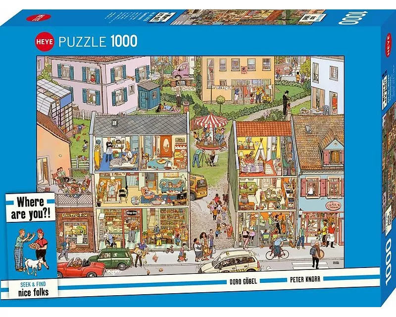 HEYE Puzzle 1000 Teile Wimmelbild „Townhouses“ für Erwachsene