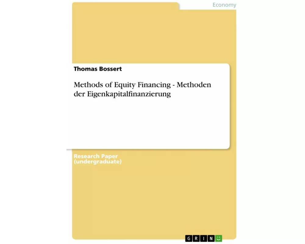 Methods of Equity Financing - Methoden der Eigenkapitalfinanzierung