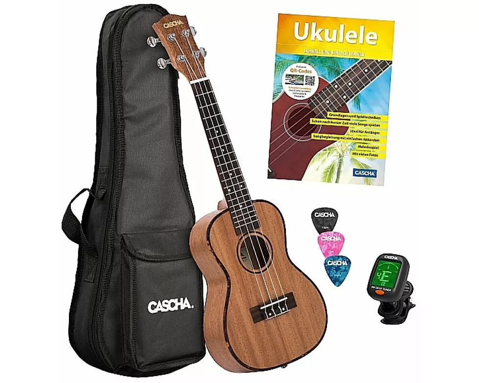 Concert Ukulele Mahogany Set (incl. 4 languages Method (DE/EN/FR/ES), Bag padded, 3 Picks, Tuner)**