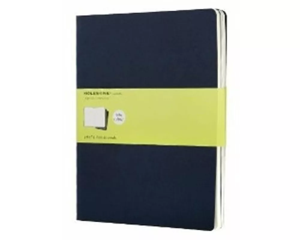Moleskine Cahier Notizhefte,3er-Set, XL,Blanko, Kartoneinband, Indigo Blau