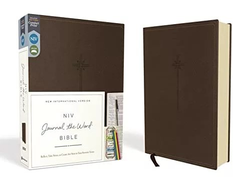 NIV, Journal the Word Bible (Perfect for Note-Taking), Leathersoft, Brown, Red Letter, Comfort Print