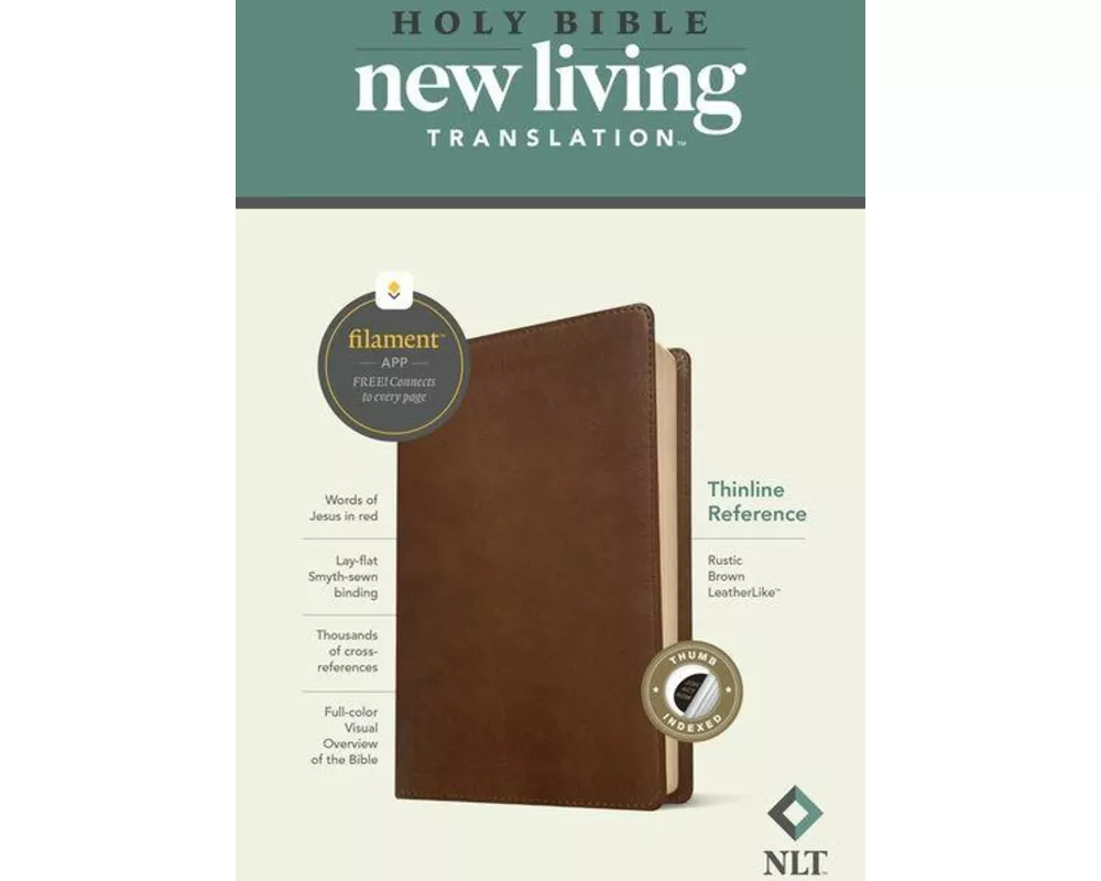NLT Thinline Reference Bible, Filament Enabled Edition (Red Letter, Leatherlike, Rustic Brown, Indexed)