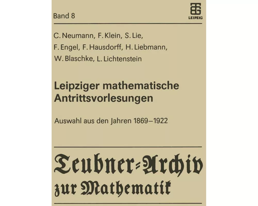 Leipziger mathematische Antrittsvorlesungen
