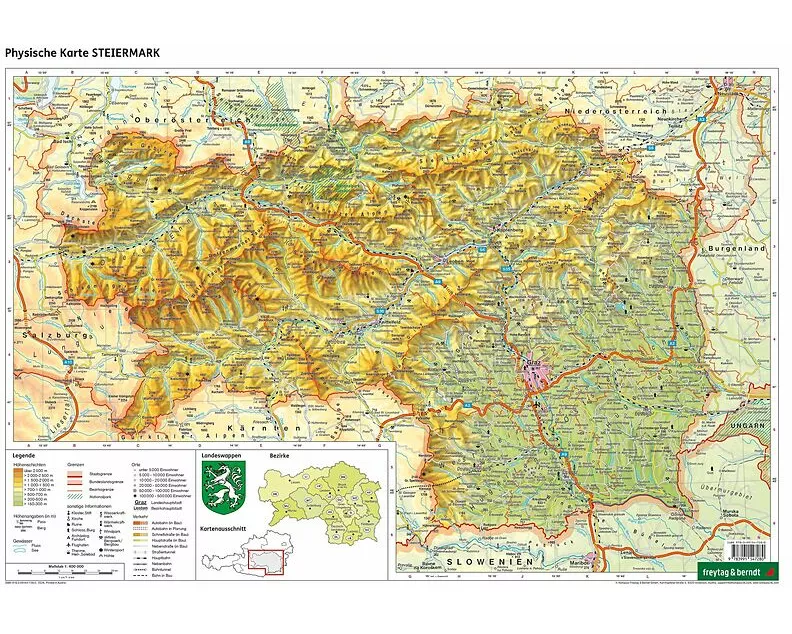 freytag & berndt Schulhandkarte Steiermark 1:400.000