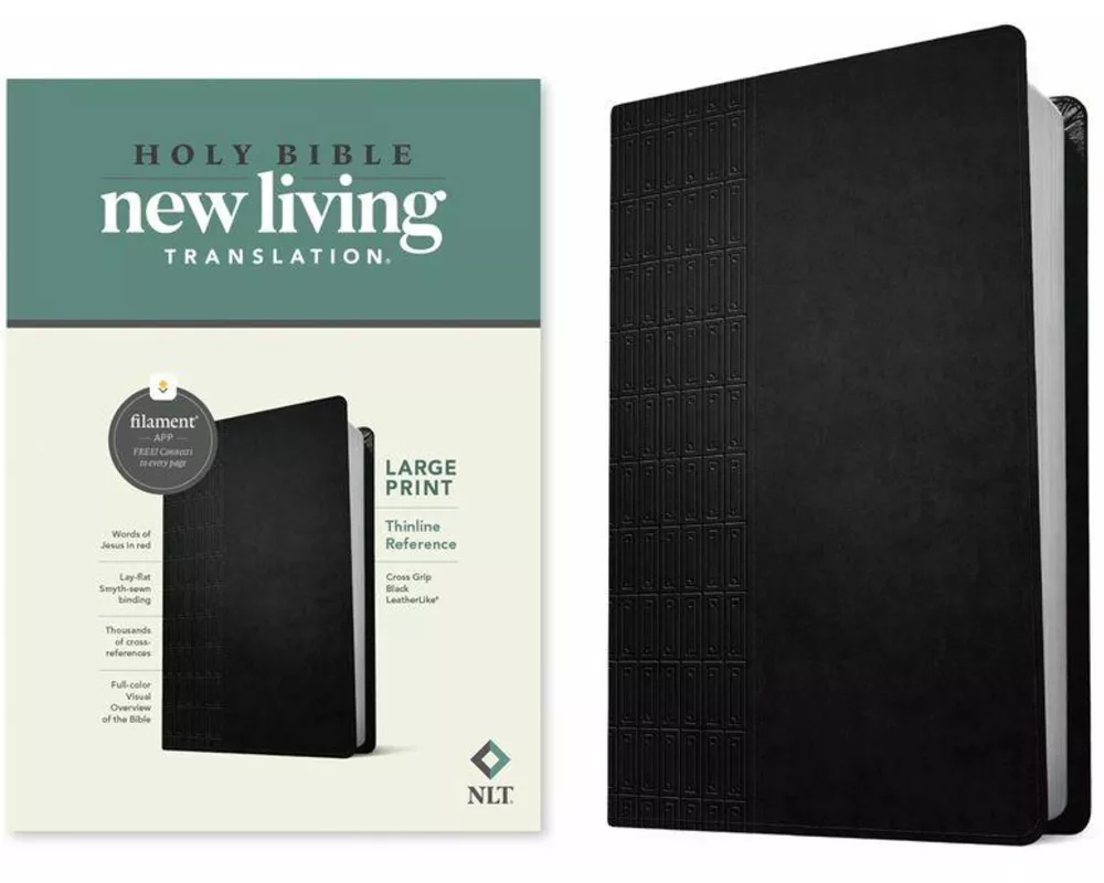 NLT Large Print Thinline Reference Bible, Filament Enabled Edition (Red Letter, Leatherlike, Black)