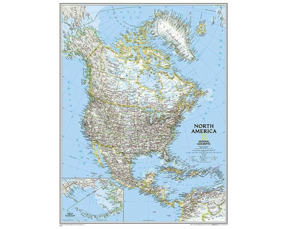 National Geographic North America Wall Map - Classic (23.5 X 30.25 In)