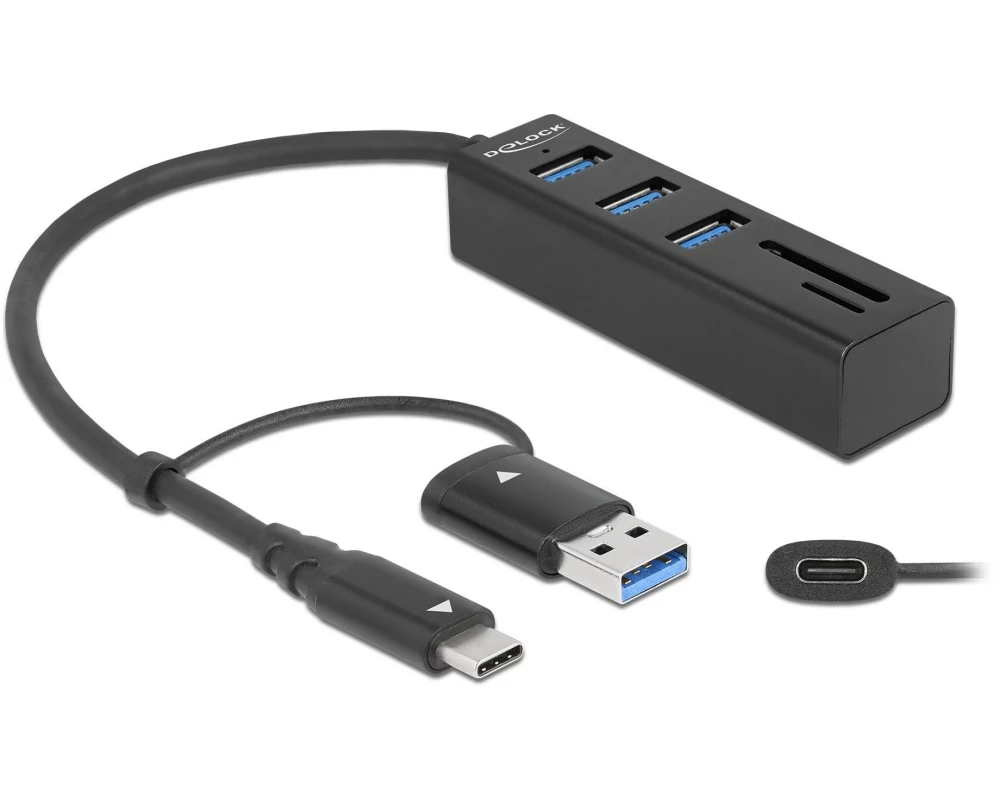 Delock USB-Hub 3.0 Typ-C + SD/MicroSD Slot