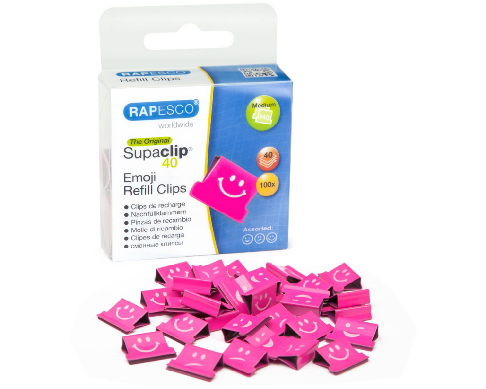 RAPESCO Clips Refill Emoji 1369 rosa 100 Stück